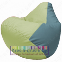 Бескаркасное кресло мешок Груша Г2.3-0436 (светло-салатовый, голубой)